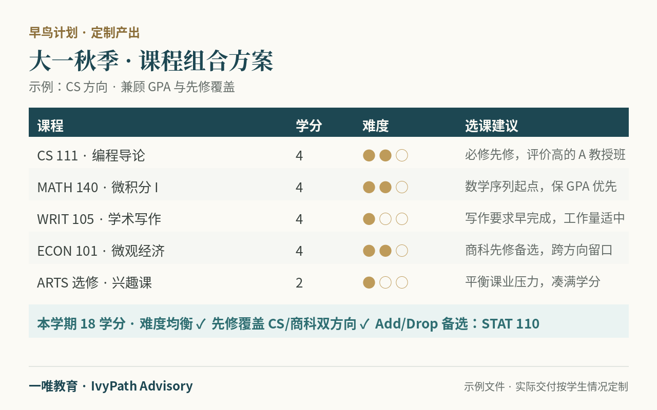 课程组合方案