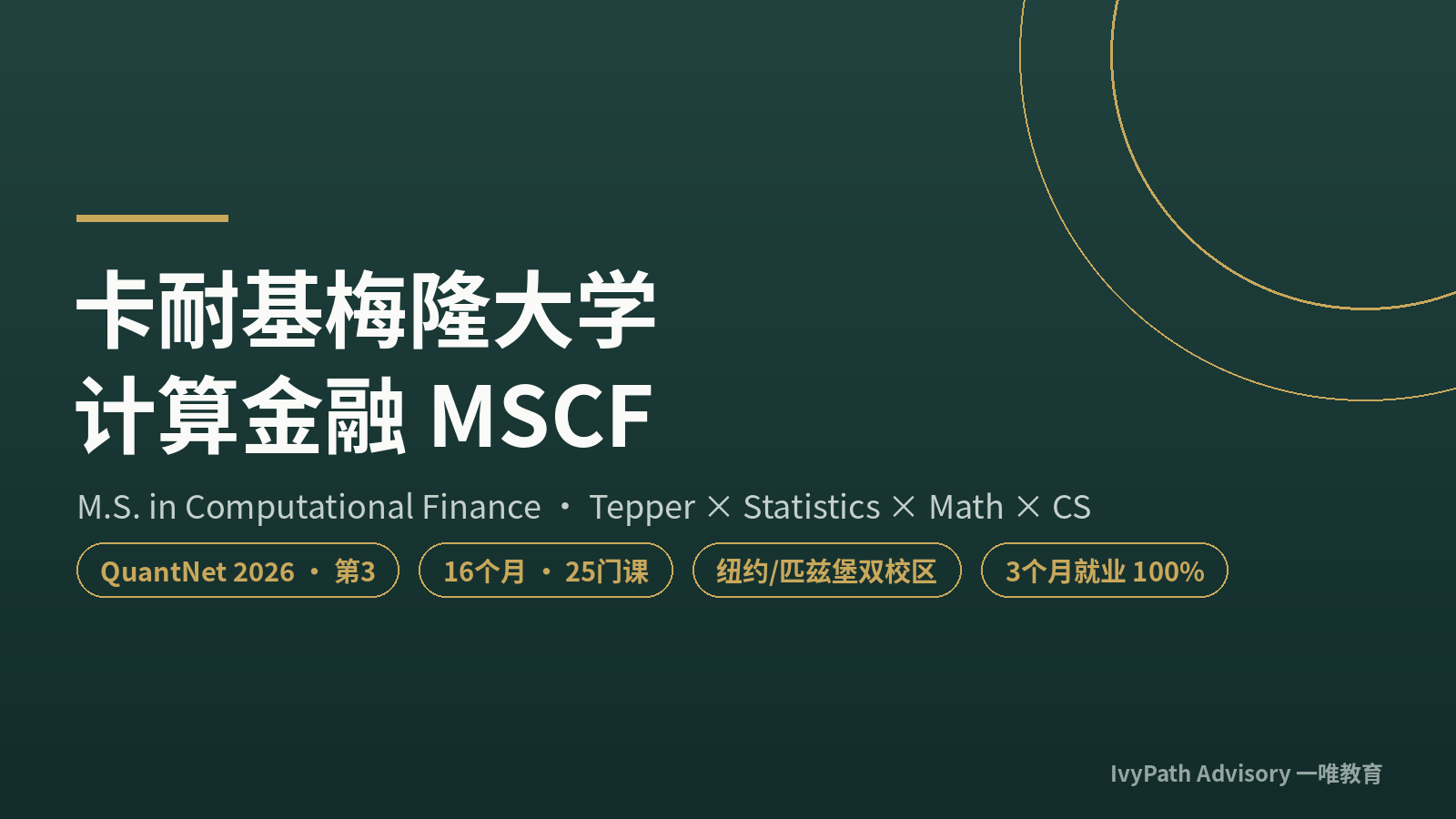 卡耐基梅隆计算金融硕士 MSCF:QuantNet 2026 第 3、16 个月 25 门课、双校区、STEM